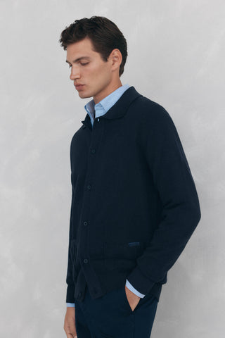 Cárdigan de Punto Cuello Polo con Botones