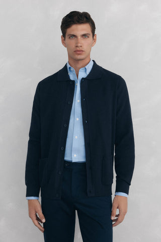 Cárdigan de Punto Cuello Polo con Botones