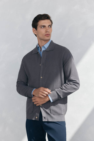 Cárdigan de Punto Cuello Polo con Botones