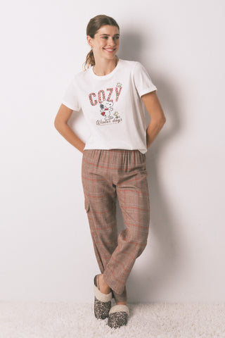 Set de Pijama 2 Piezas Estampado Cuadros Colección Snoopy