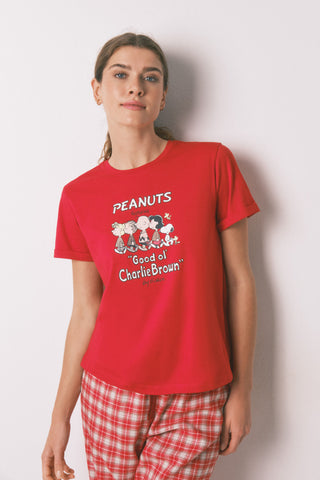 Set de Pijama 2 Piezas Estampado Cuadros Colección Snoopy