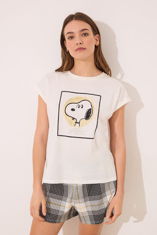 Set de Pijama 2 Piezas de Cuadros Colección Snoopy