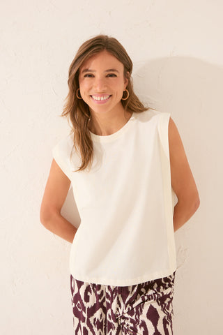 Camiseta sin Mangas Cuello Redondo de Algodón