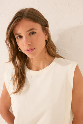 Camiseta sin Mangas Cuello Redondo de Algodón