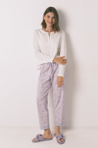 Camiseta Manga Larga con Botones de Algodón