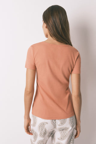 Camiseta Manga Corta de Canalé