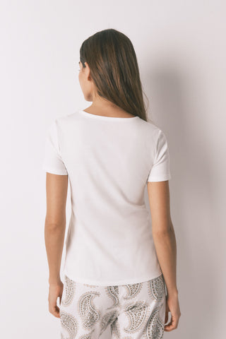 Camiseta Manga Corta de Canalé