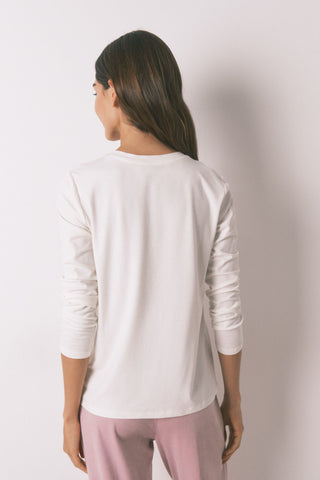 Camiseta Manga Larga con Botones de Algodón