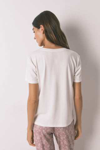 Camiseta Manga Corta con Botones de Algodón