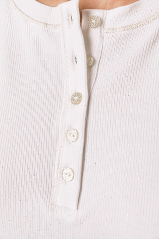 Camiseta Manga Corta con Botones de Algodón