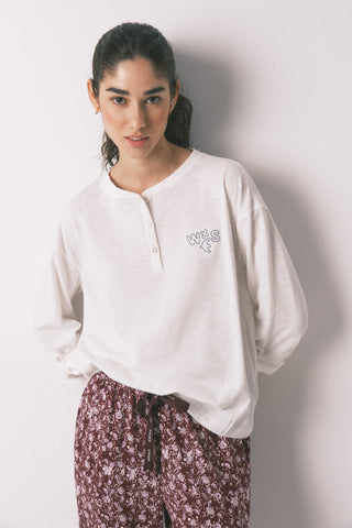 Camiseta Manga Larga con Logo de Algodón
