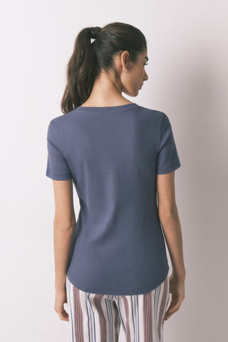 Camiseta Manga Corta con Tejido Acanalado