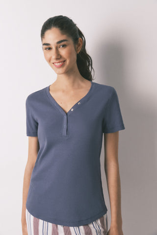 Camiseta Manga Corta con Tejido Acanalado