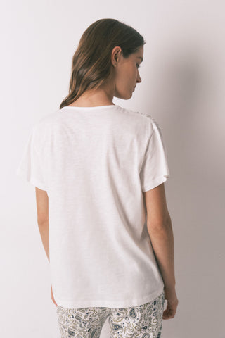 Camiseta Manga Corta con Detalle Fruncido