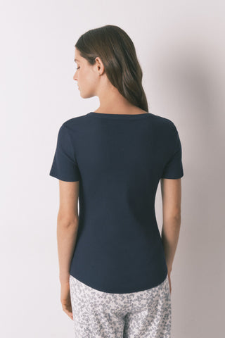 Camiseta Manga Corta con Botones de Algodón