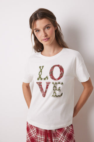 Camiseta Manga Corta con Mensaje Love