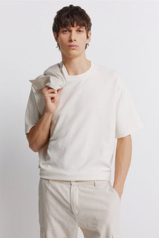 Camiseta Oversize Cuello Redondo con Textura