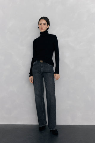 Sudadera Acanalada Cuello Alto