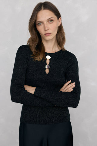 Sudadera con Aberturas Tejido Brillante