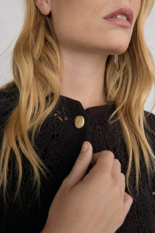 Chaqueta de Crochet con Botones Métalicos