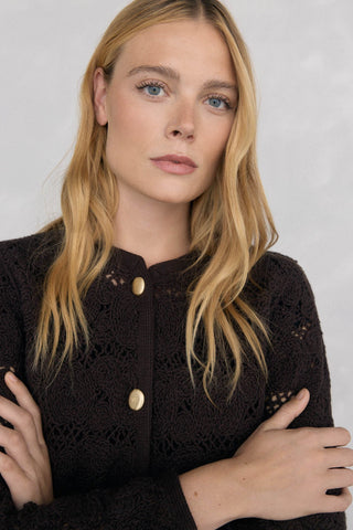 Chaqueta de Crochet con Botones Métalicos