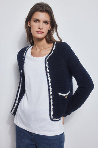 Jacket de Punto con Crochet