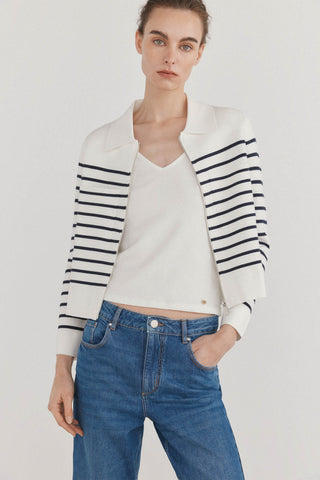 Chaqueta con Bolsillos y Estampado de Rayas