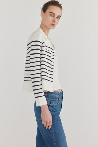 Chaqueta con Bolsillos y Estampado de Rayas