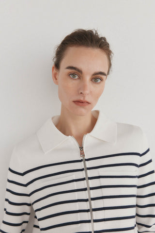 Chaqueta con Bolsillos y Estampado de Rayas