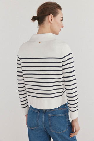 Chaqueta con Bolsillos y Estampado de Rayas