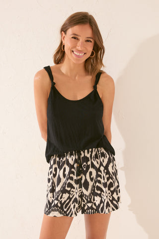 Short con Cintura Elástica Estampado Floral