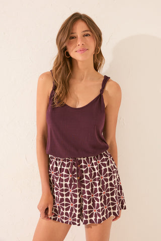 Short con Cintura Elástica Estampado Floral