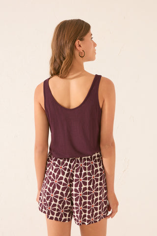 Short con Cintura Elástica Estampado Floral