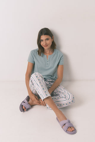 Pantalón Capri con Cintura Elástica Estampado Floral