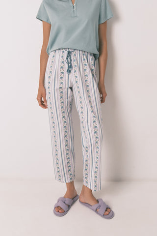 Pantalón Capri con Cintura Elástica Estampado Floral