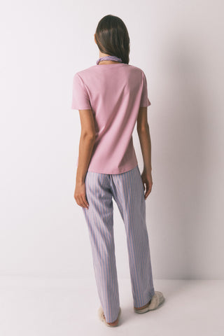 Pantalón con Cintura Elástica Estampado Rayas