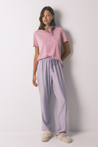 Pantalón con Cintura Elástica Estampado Rayas