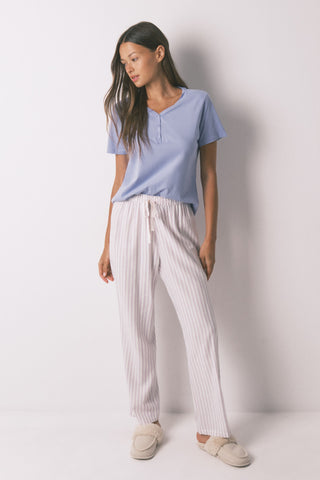 Pantalón con Cintura Elástica Estampado Rayas