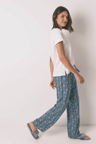 Pantalón con Cintura Elástica Estampado Floral
