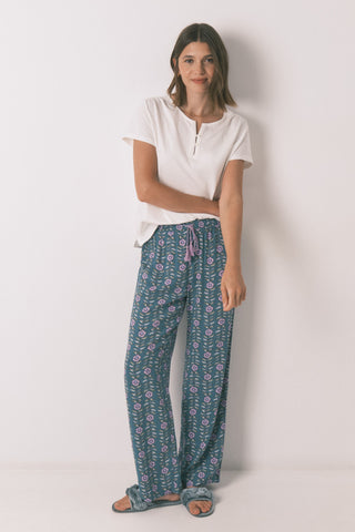 Pantalón con Cintura Elástica Estampado Floral