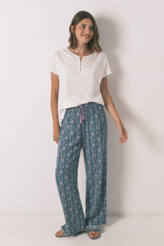 Pantalón con Cintura Elástica Estampado Floral