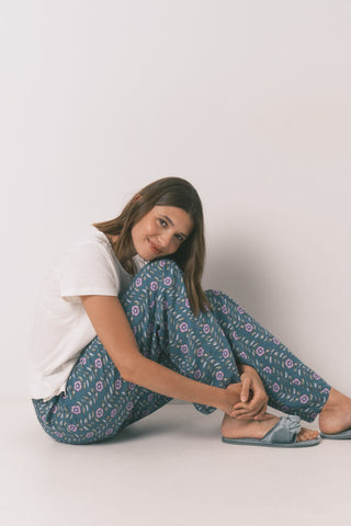 Pantalón con Cintura Elástica Estampado Floral