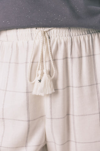 Pantalón con Cintura Elástica Estampado Cuadros