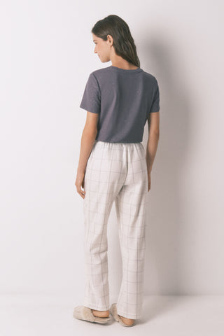 Pantalón con Cintura Elástica Estampado Cuadros