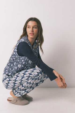 Pantalón con Cintura Elástica Estampado Boho