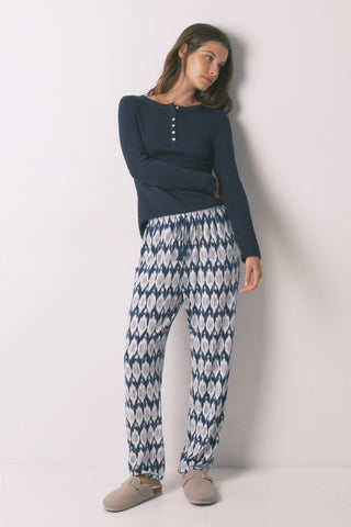 Pantalón con Cintura Elástica Estampado Boho