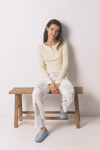 Pantalón con Cintura Elástica Estampado Paisley