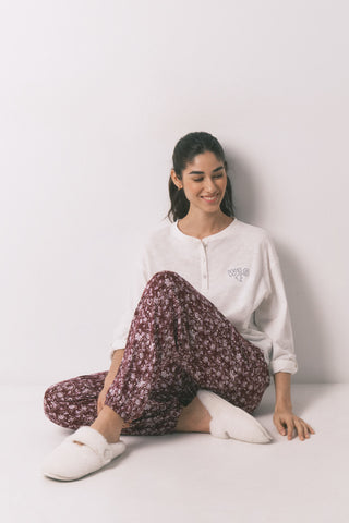 Pantalón con Cintura Elástica Estampado Floral