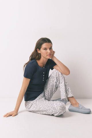 Pantalón con Cintura Elástica Estampado Floral