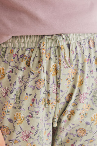 Pantalón de Algodón con Estampado Floral